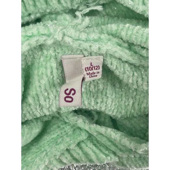 SO Girls Mint Green Knit Pullover Sweater Hoodie Youth Size Large 10/12 - Picture 6 of 6
